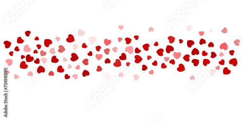 Heart Confetti Background  Love glitter for Valentine s day  Red  pink and rose hearts flying  frame or border for 14 February isolated on white  vector illustration