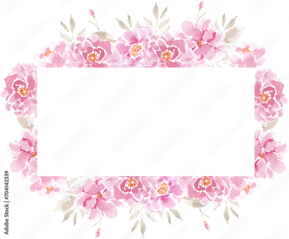 Pink Rose Watercolor Flower Frame