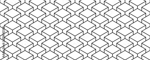 outline 3d cube seamless pattern