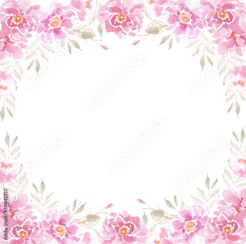 Pink Rose Watercolor Flower Frame