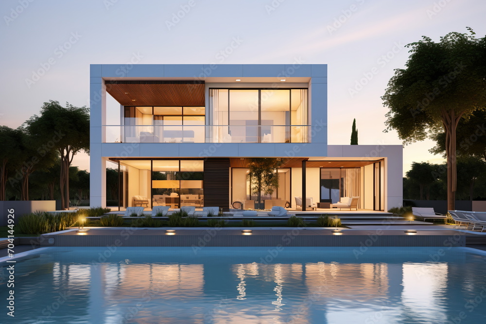 Modern luxury villa with pool and terrace