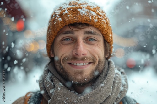 Portrait of a man in winter