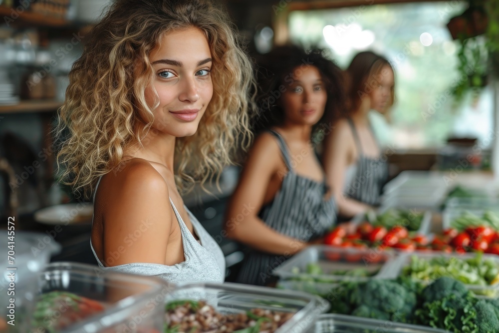 Portrait of three women selling vegetables