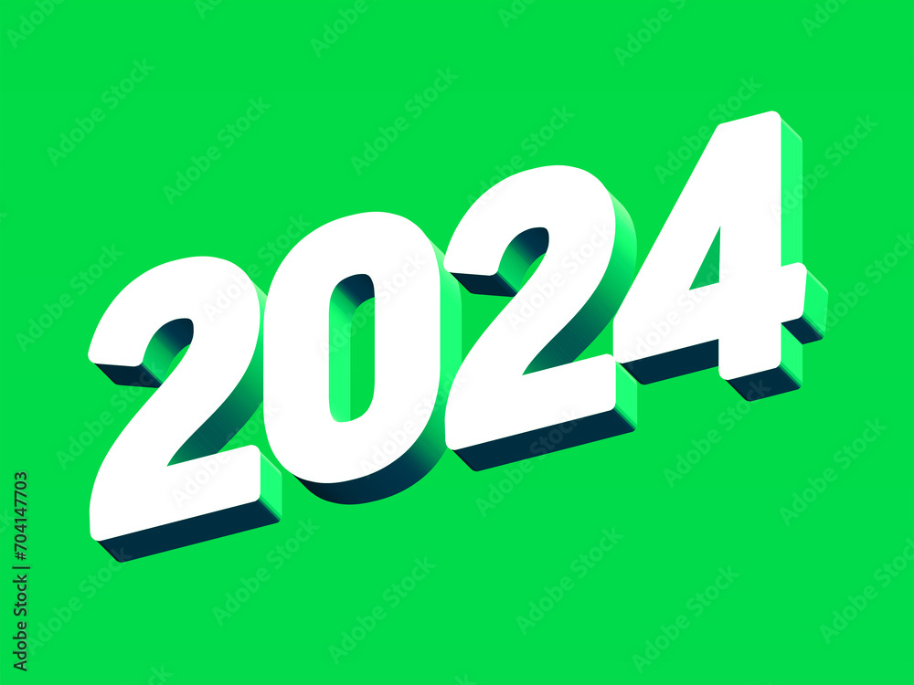 2024 Year, Bold 3D Lettering Banner Design, Vibrant and Neon Colors, Typography, Neon Green Lime Color 2024 Year, Bold 3D Lettering Banner Design, Vibrant and Neon Colors, Typography, Neon Green Lime Color