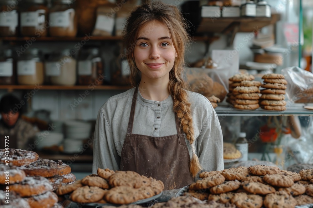  Woman bakery owner standing in the bakery
