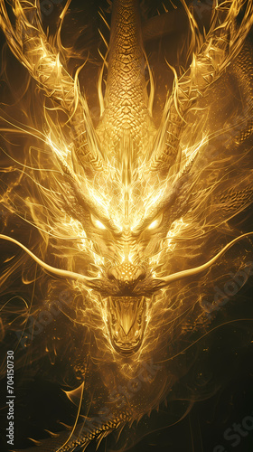 Abstract glowing dragon. Vertical wallpaper