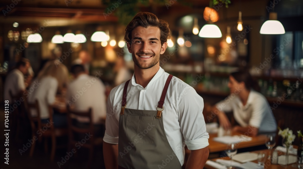 Fototapeta premium Confident waiter standing in restaurant