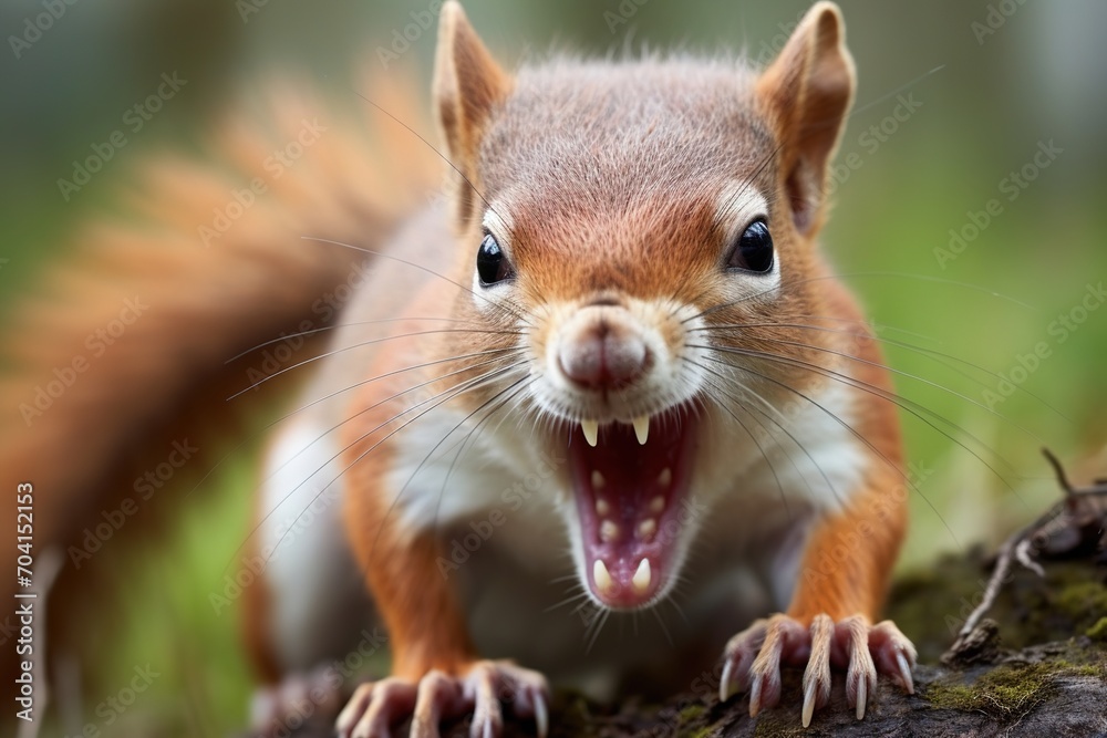 Close up of an angry squirrel baring its teeth Close up of an angry squirrel baring its teeth