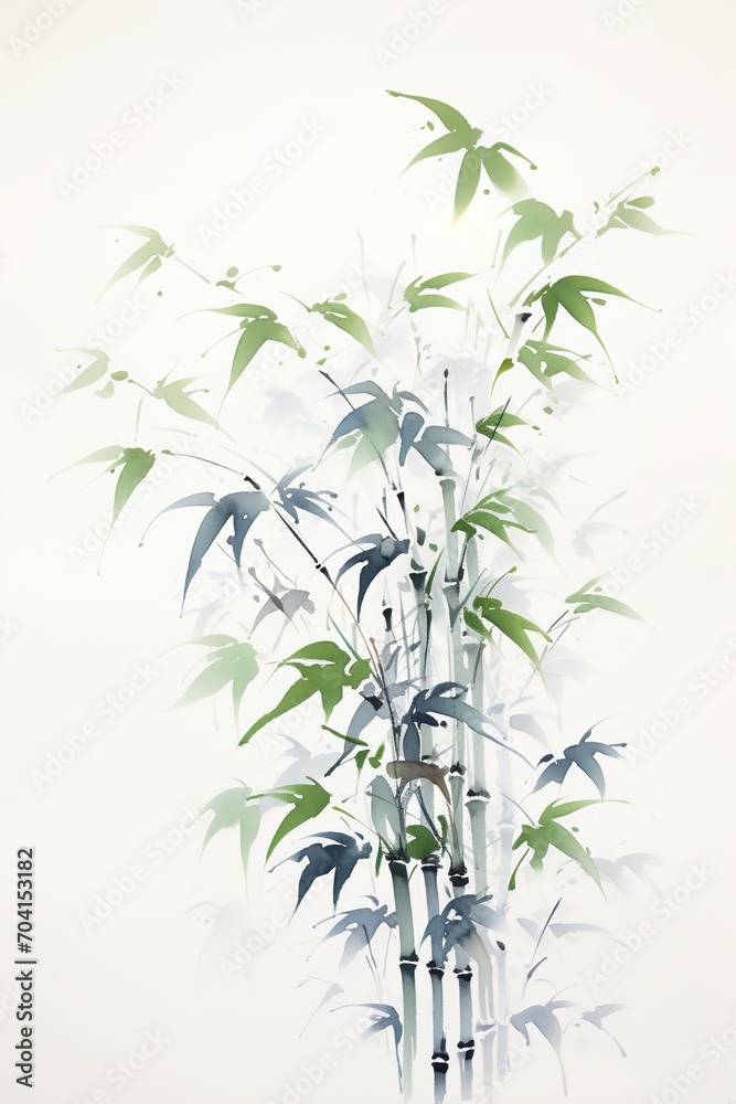 Green and blue bamboo painting Green and blue bamboo painting