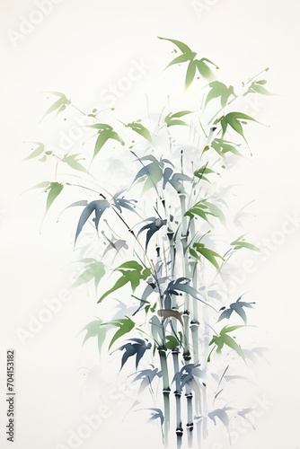 Green and blue bamboo painting
