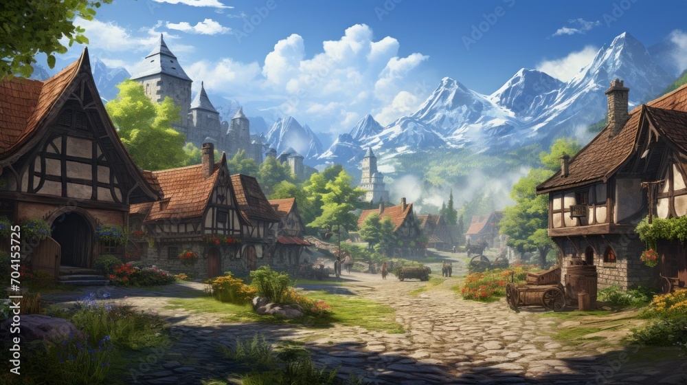 Fantasy RPG Village Game Artwork Fantasy RPG Village Game Artwork