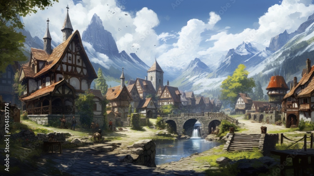 Fantasy RPG Village Game Artwork Fantasy RPG Village Game Artwork