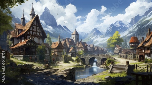 Fantasy RPG Village Game Artwork