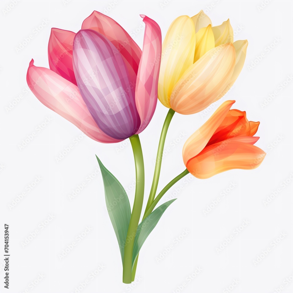 Naklejka premium Three tulips with different colors