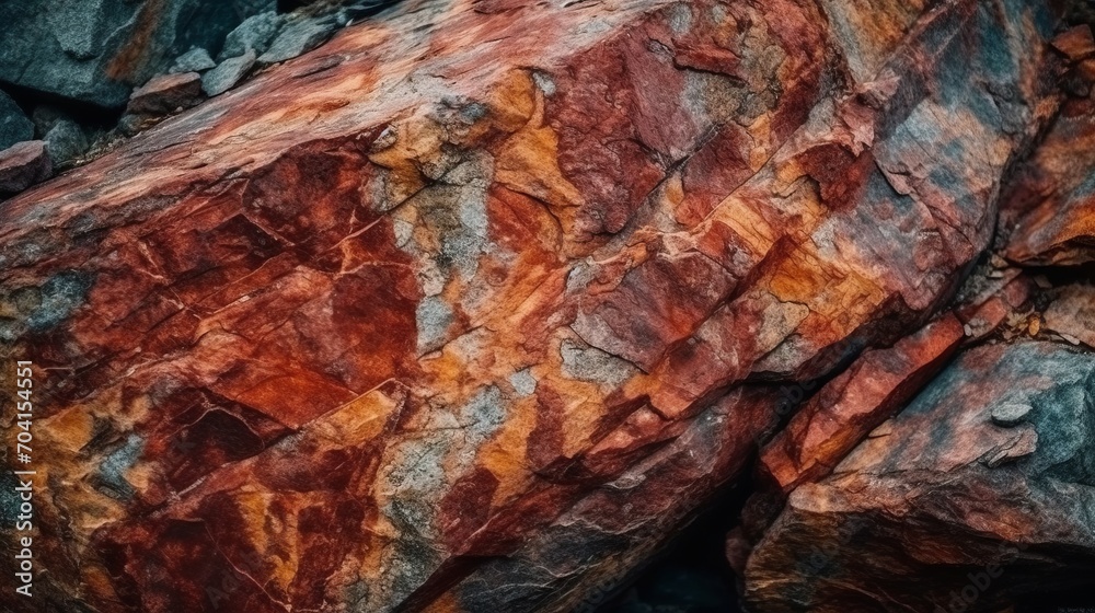 Dark red orange brown rock texture with cracks. Close-up. Rough mountain surface. Stone granite background for design. Nature. Wide banner. Design concept. Banner concept. Art concept. Rock concept. Dark red orange brown rock texture with cracks. Close-up. Rough mountain surface. Stone granite background for design. Nature. Wide banner. Design concept. Banner concept. Art concept. Rock concept.