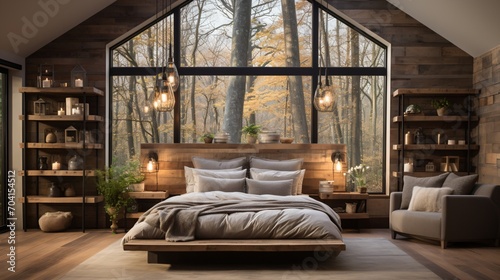 Modern rustic cozy bedroom interior design