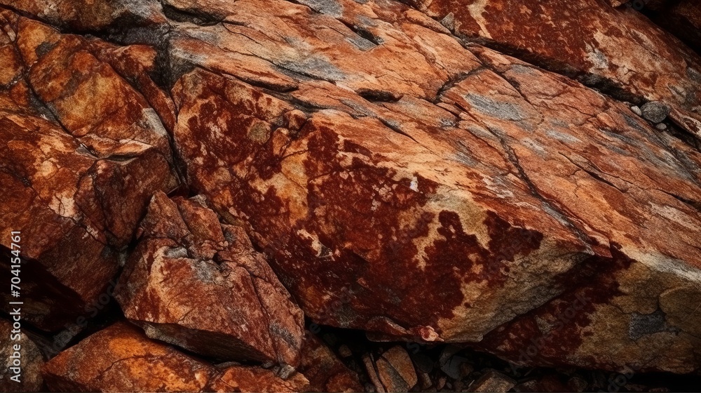 Dark red orange brown rock texture with cracks. Close-up. Rough mountain surface. Stone granite background for design. Nature. Wide banner. Design concept. Banner concept. Art concept. Rock concept. Dark red orange brown rock texture with cracks. Close-up. Rough mountain surface. Stone granite background for design. Nature. Wide banner. Design concept. Banner concept. Art concept. Rock concept.