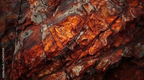 Dark red orange brown rock texture with cracks. Close-up. Rough mountain surface. Stone granite background for design. Nature. Wide banner. Design concept. Banner concept. Art concept. Rock concept. © IC Production