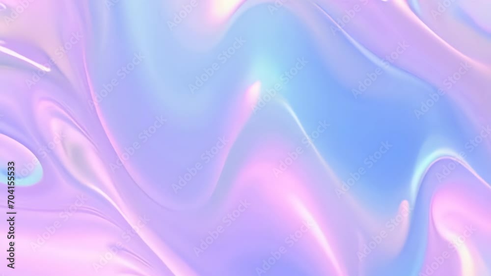 Holographic Abstract liquid background. Holo pastel poster. Pink-Blue art
