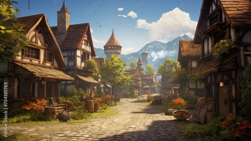 Fantasy RPG Village Game Artwork Fantasy RPG Village Game Artwork