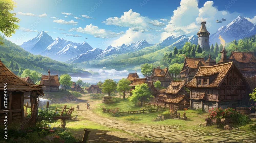 Fantasy RPG Village Game Artwork