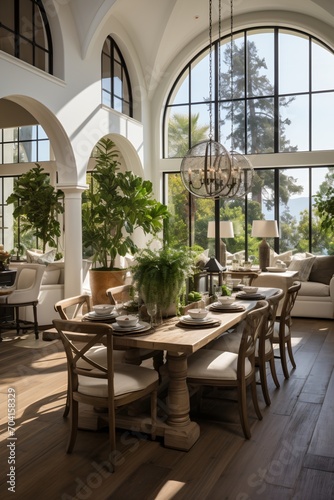 Elegant Mediterranean Dining Room Interior Design © duyina1990