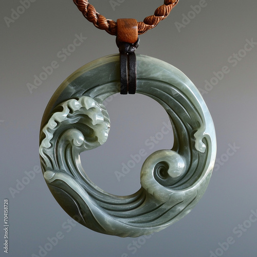 Wave design carved in jade