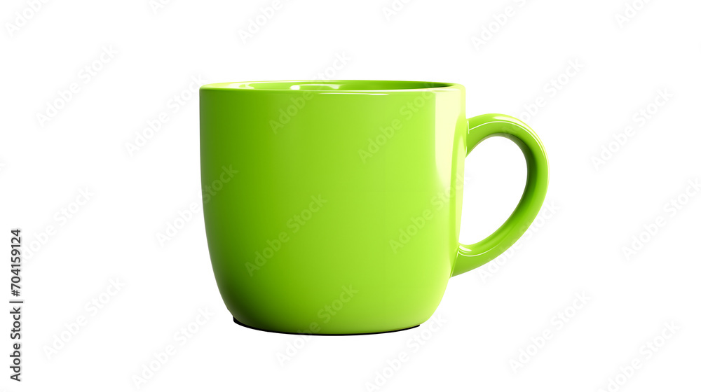 Ceramic coffee cup mockup. Colorful bright green coffee mug with handle isolated on white background. Ceramic coffee cup mockup. Colorful bright green coffee mug with handle isolated on white background.