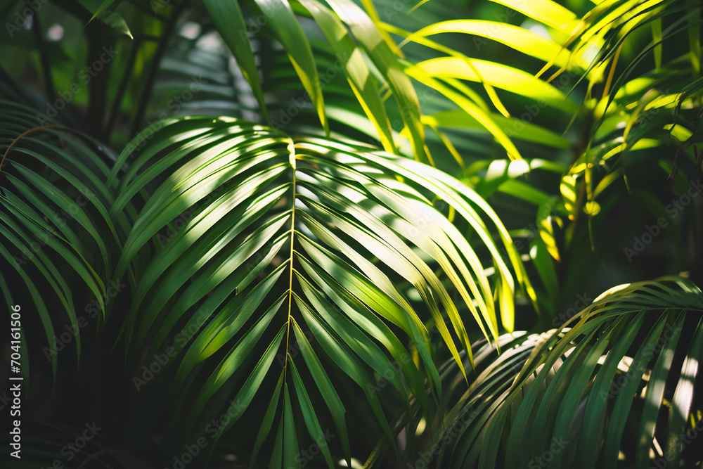 Naklejka premium Nature view of exotic tropical palm leaves background