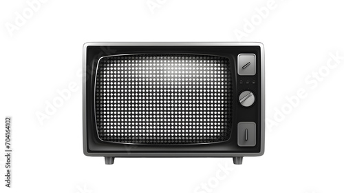 Vintage Television in halftone dots texture, isolated black and white vector design element
