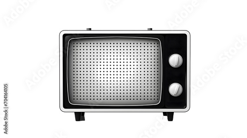 Vintage Television in halftone dots texture, isolated black and white vector design element
