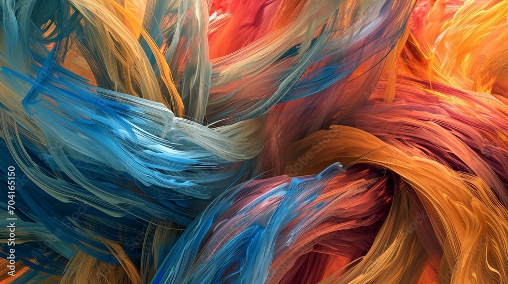 Intertwining ribbons of color morphing into an abstract representation of the winds.