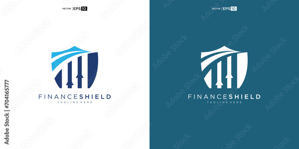 shield chart line logo design template - obrazy, fototapety, plakaty 