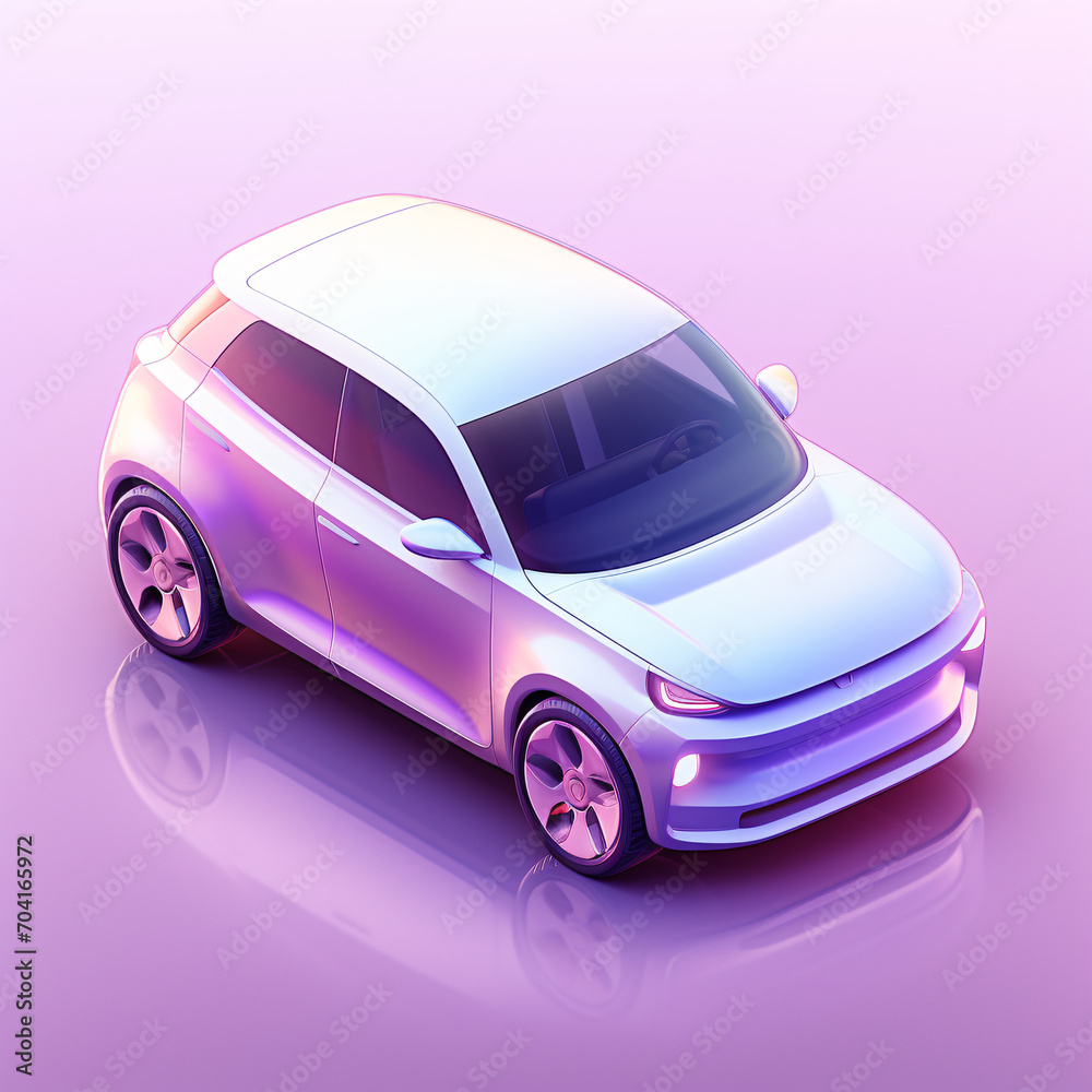 Car 3D rendering illustration, car travel transportation insurance concept illustration