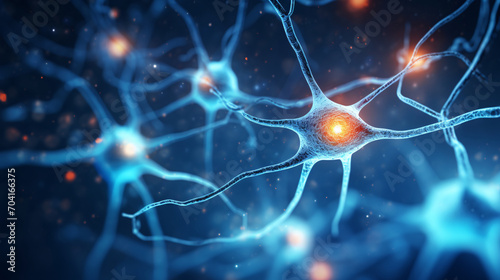 Neuron brain nerve nervous system pain nerve illustration material, medical technology concept illustration photo