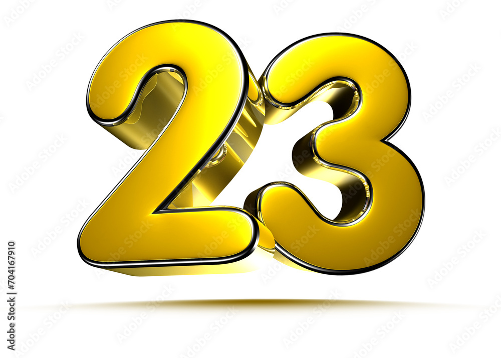 23 gold 3D illustration. Advertising signs. Product design. Product sales. Product code. 23 gold 3D illustration. Advertising signs. Product design. Product sales. Product code.