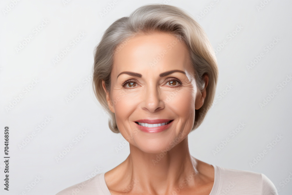 Portrait of a smiling mature woman with short gray hair Portrait of a smiling mature woman with short gray hair