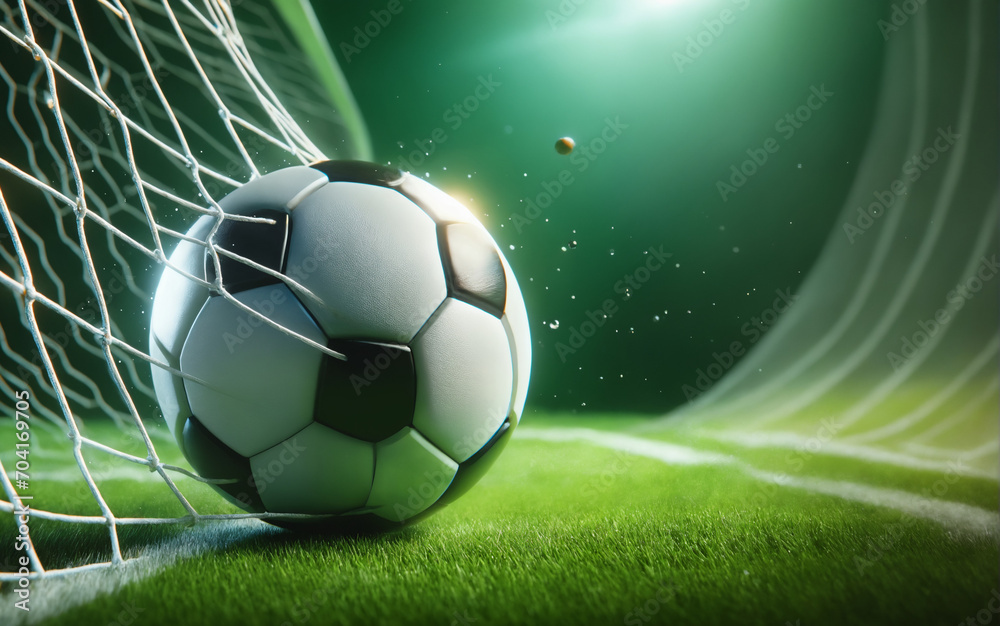 Fototapeta premium soccer ball in goal net