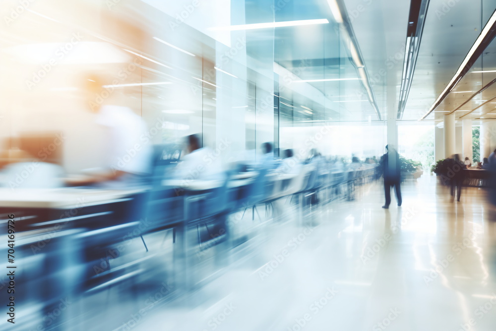 Blurred motion of people walking in a modern office building Blurred motion of people walking in a modern office building