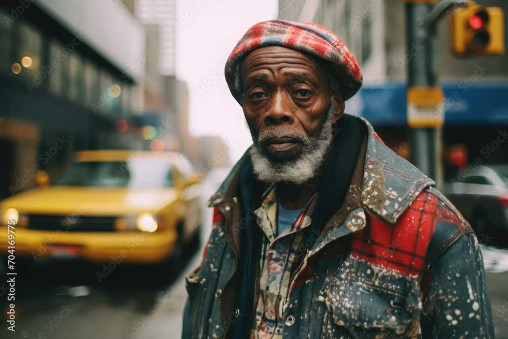 an african american in the street, symbolizing the inequality of society