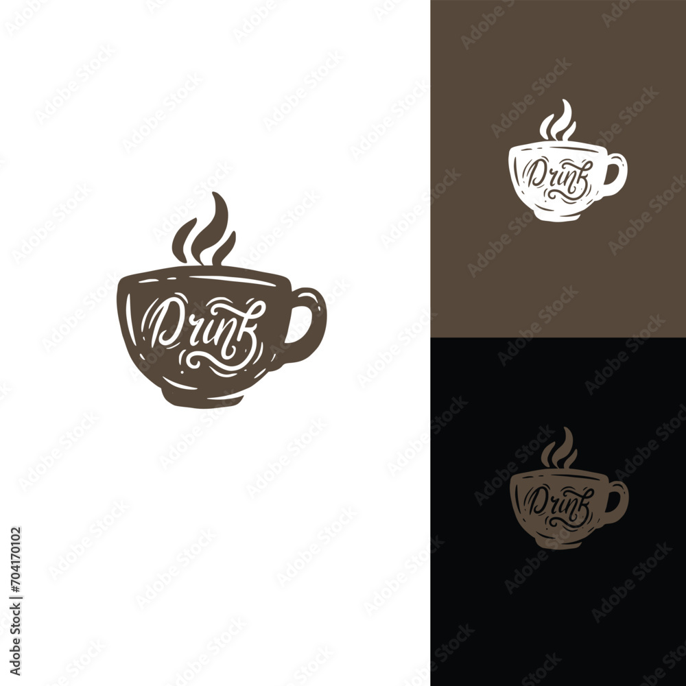 Coffee cup logo design vector that has a word drink on it Coffee cup logo design vector that has a word drink on it