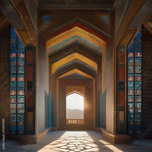 An ancient Persian palace adorned with intricate mosaics2 photo