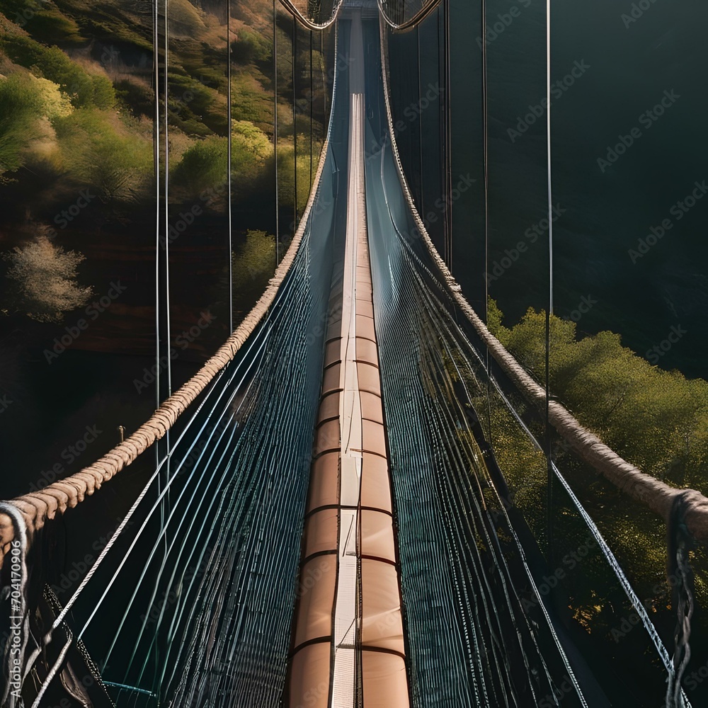 Obraz premium A sleek suspension bridge spanning a deep canyon3