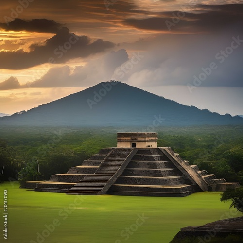 An ancient Mayan observatory perched atop a pyramid2 photo