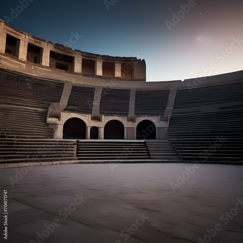 An ancient Greek amphitheater bathed in moonlight1