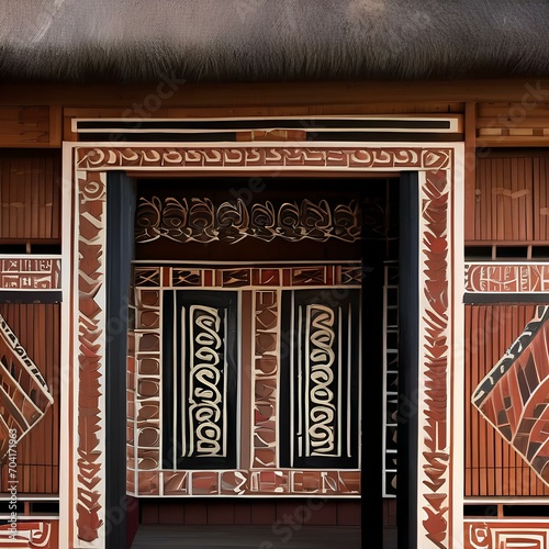 A traditional Maori marae complex with meeting houses and carvings1 photo