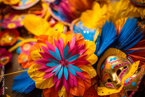 Creating colorful art and crafts like paper kites masks in carnival