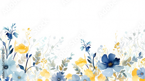 Fototapeta Naklejka Na Ścianę i Meble -  Floral frame with watercolor flowers, decorative flower background pattern, watercolor floral border background