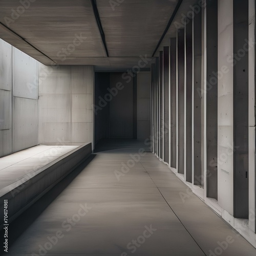 A brutalist concrete building with angular forms and raw textures3