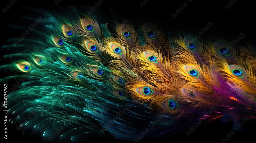 Obraz premium Abstract representation of a peacock with colorful feather
